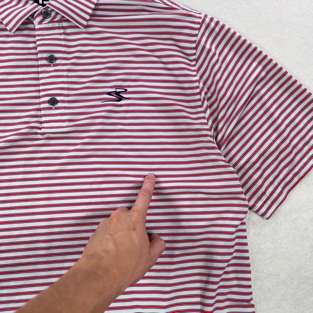 [Lot of 2] Mens FootJoy ProDry Golf Polo Shirt Purple Red White Striped Size L - Picture 16 of 16